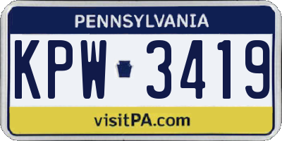 PA license plate KPW3419