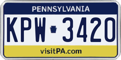 PA license plate KPW3420