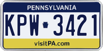 PA license plate KPW3421