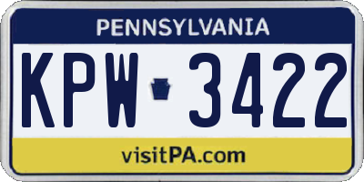PA license plate KPW3422