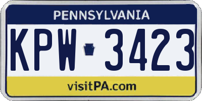 PA license plate KPW3423