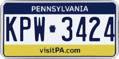 PA license plate KPW3424
