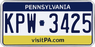 PA license plate KPW3425