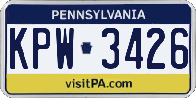 PA license plate KPW3426