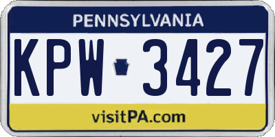 PA license plate KPW3427