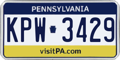 PA license plate KPW3429
