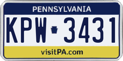PA license plate KPW3431