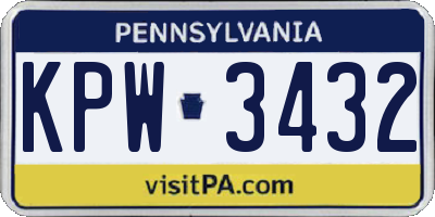 PA license plate KPW3432