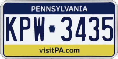 PA license plate KPW3435