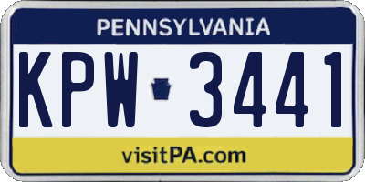 PA license plate KPW3441