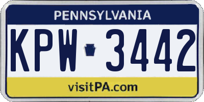 PA license plate KPW3442