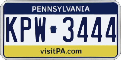 PA license plate KPW3444