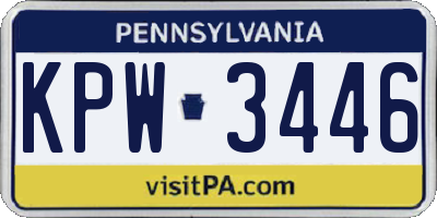 PA license plate KPW3446