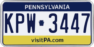 PA license plate KPW3447