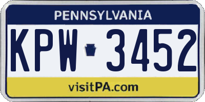 PA license plate KPW3452