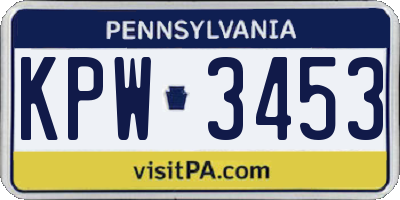 PA license plate KPW3453