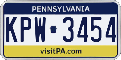 PA license plate KPW3454