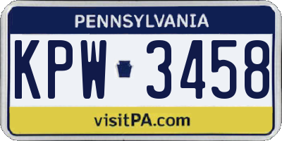 PA license plate KPW3458
