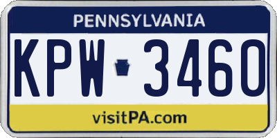 PA license plate KPW3460