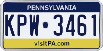 PA license plate KPW3461