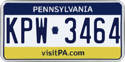 PA license plate KPW3464