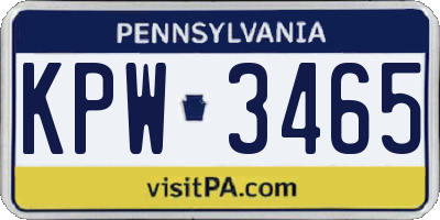 PA license plate KPW3465