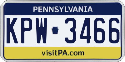 PA license plate KPW3466