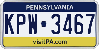 PA license plate KPW3467