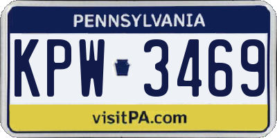 PA license plate KPW3469