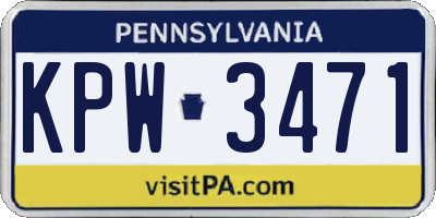 PA license plate KPW3471