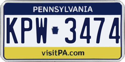 PA license plate KPW3474