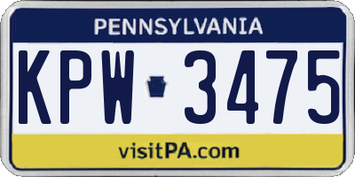 PA license plate KPW3475