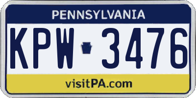 PA license plate KPW3476