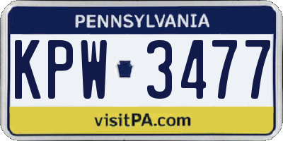 PA license plate KPW3477
