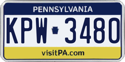 PA license plate KPW3480