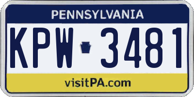 PA license plate KPW3481