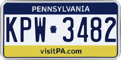 PA license plate KPW3482