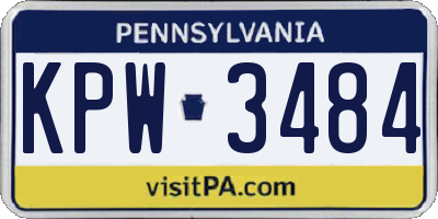 PA license plate KPW3484