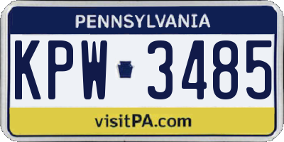 PA license plate KPW3485