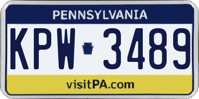 PA license plate KPW3489