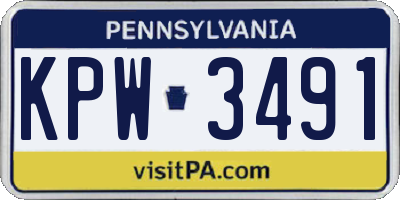 PA license plate KPW3491