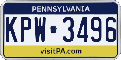 PA license plate KPW3496
