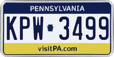 PA license plate KPW3499