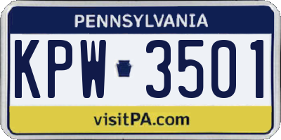 PA license plate KPW3501