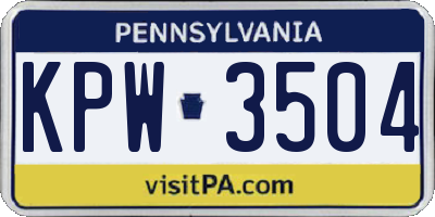PA license plate KPW3504