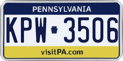 PA license plate KPW3506