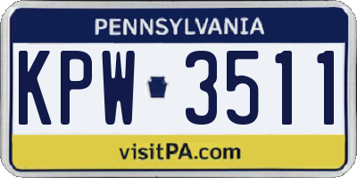PA license plate KPW3511