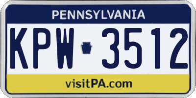 PA license plate KPW3512