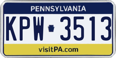 PA license plate KPW3513