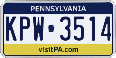 PA license plate KPW3514